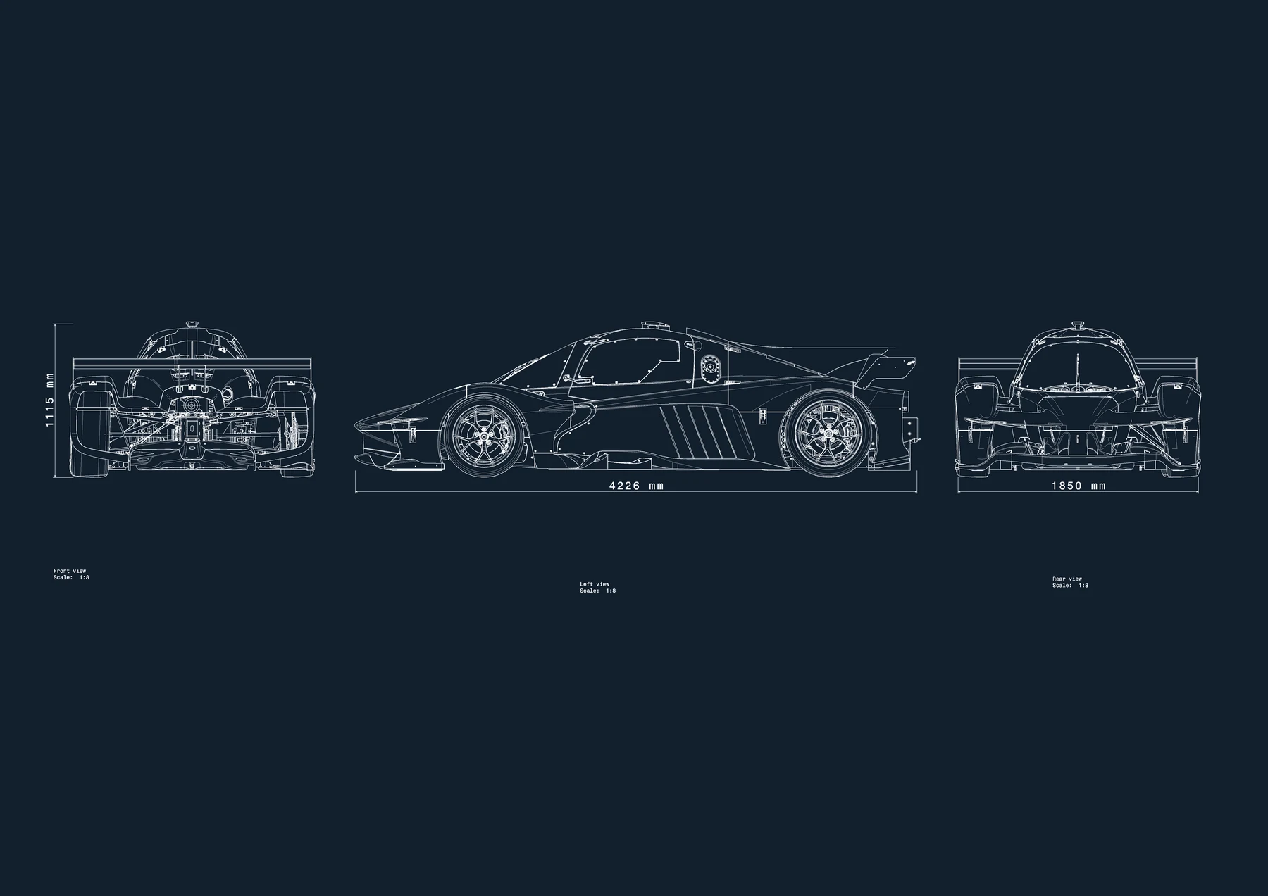 NXT MK1 EVO technical three-view